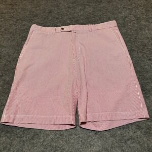 Peter Millar Shorts Mens 36 Red White Seersucker Golf Preppy Country Club